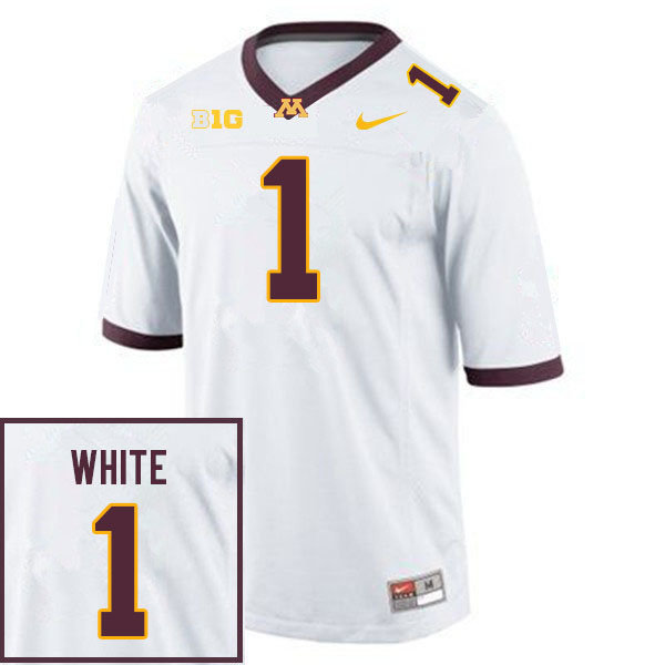 Men #1 Ike White Minnesota Golden Gophers College Football Jerseys Sale-White